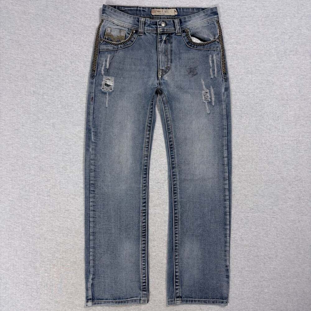 Blue Cult Distressed Denim Jeans Light Wash Y2K Size 31